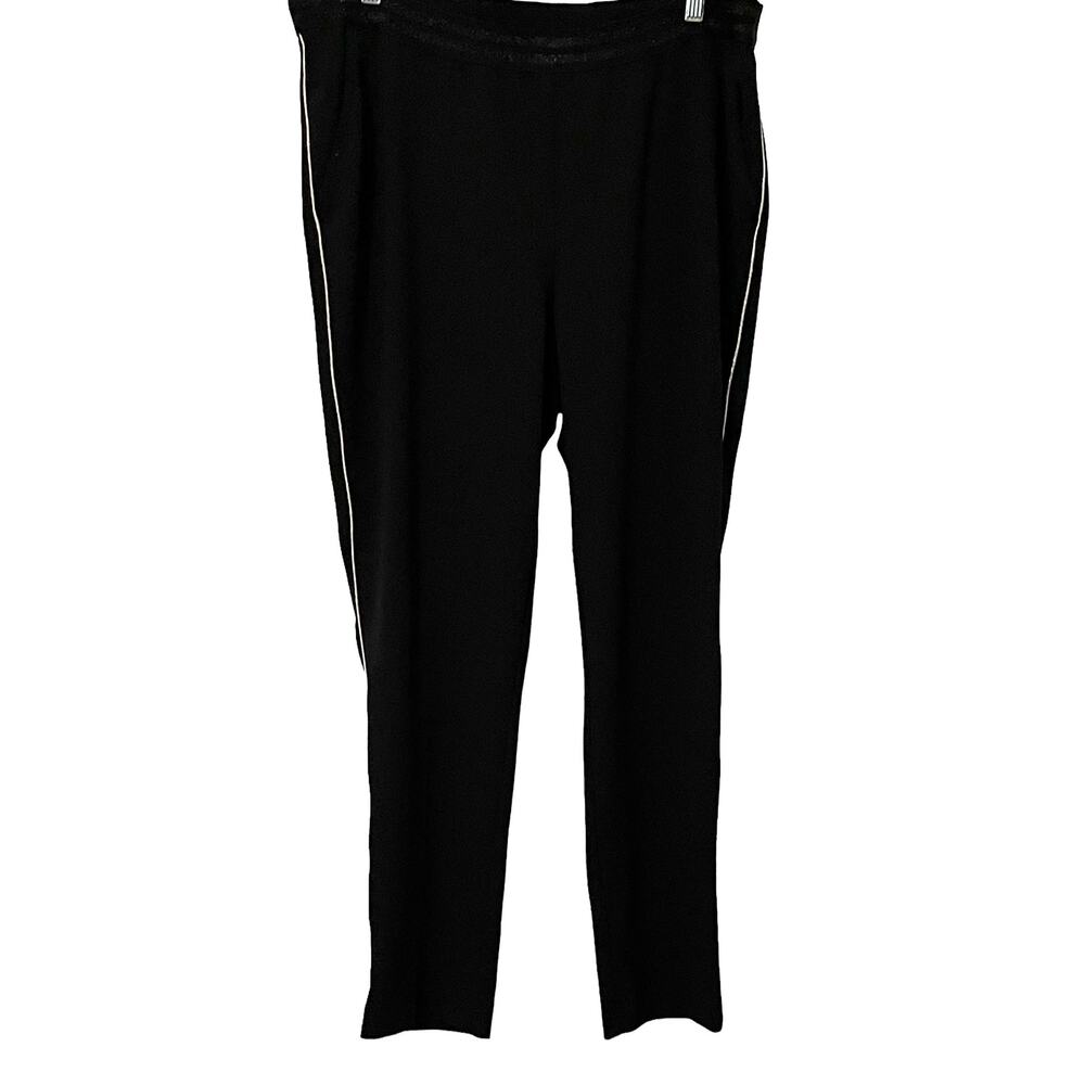 EUGEN KLEIN STRAIGHT LEG PULL-ON PANTS, WOMENS, 18-BLACK - GOLDTONE SIDE STRIPES